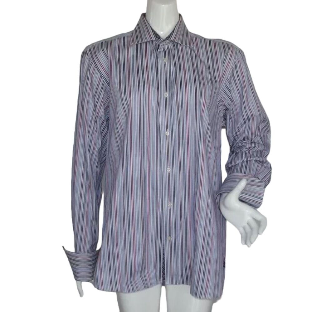 TED BAKER Endurance Shirt, 16.5, Stripes, Spread collar, LS/French Cuff, Davoit